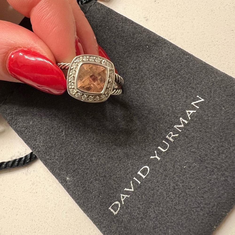 David Yurman | Petite Albion Morganite & Diamond Ring | Size: 6.5